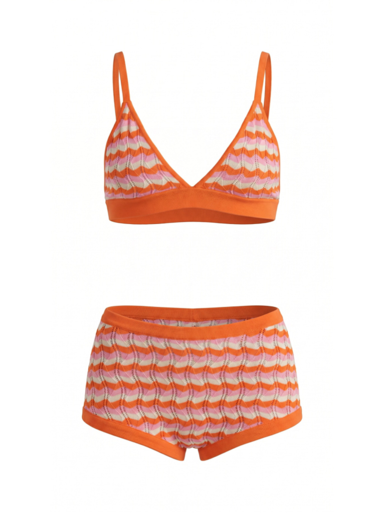 Ronny Kobo Sarda Bralette And Palma Shorts, Carnation Multi